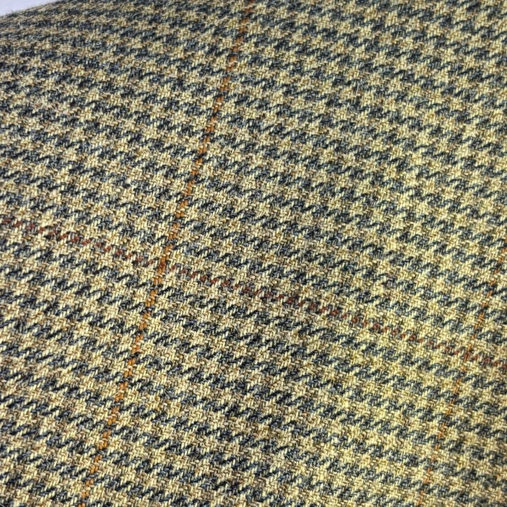 Houndstooth Vintage 90s Blazer Chaps Ralph Lauren 44R Tan Silk Wool Windowpane